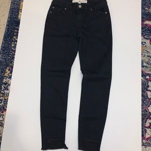 High waisted black denim w/ ankle cutouts